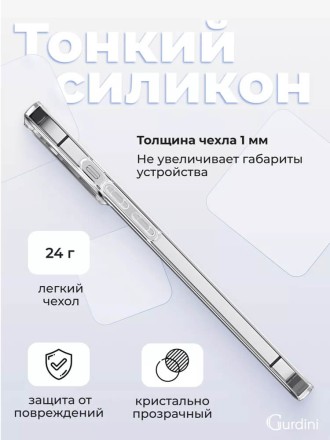 Чехол накладка для iPhone 16 Pro Max Gurdini Ultra Twin 1 mm с защитой камеры (прозрачный)