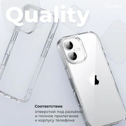 Чехол накладка для iPhone 16 Plus Gurdini Alba Series Protective (прозрачный)